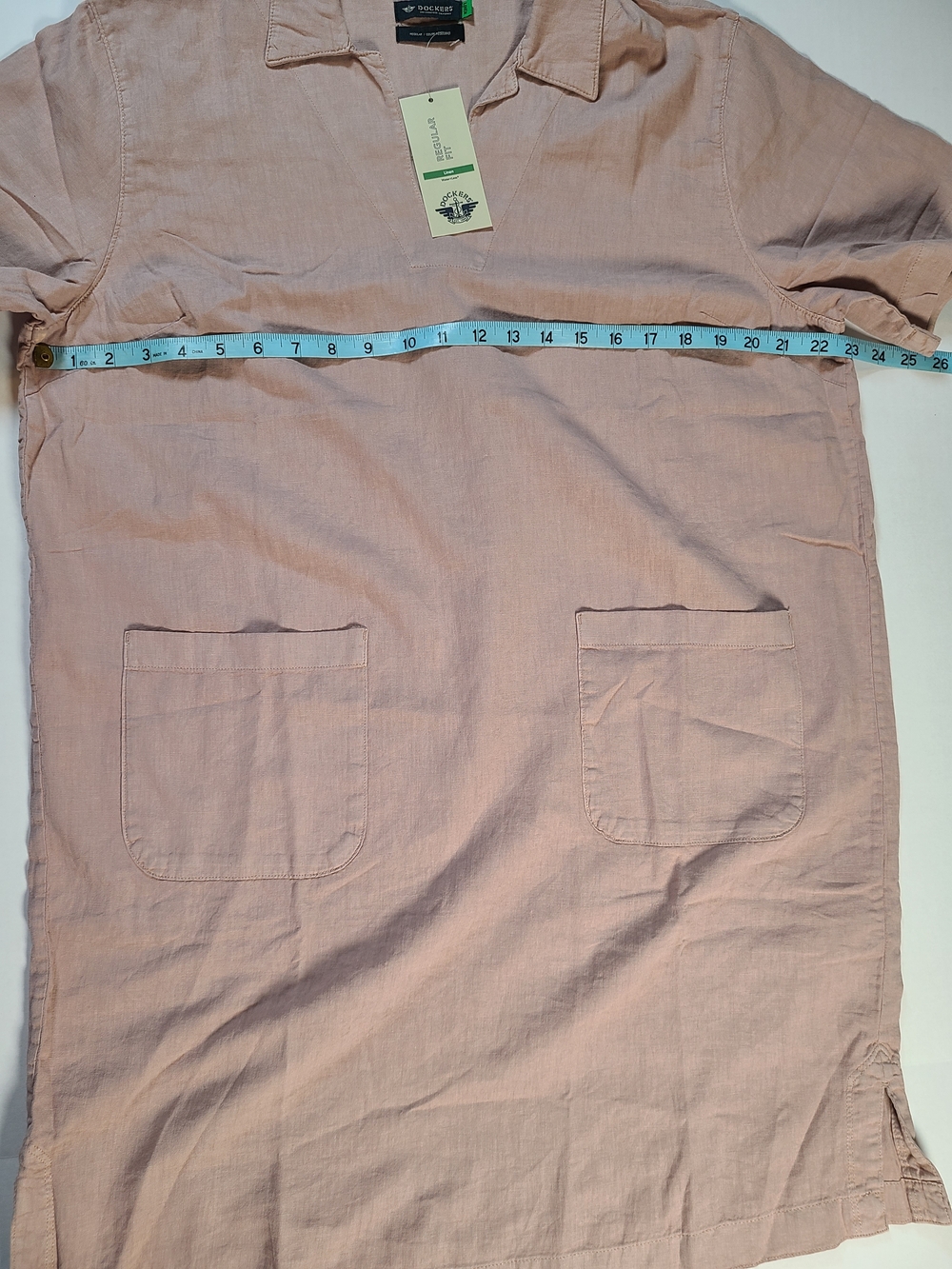 Dockers Blush Pink Womens XL V-Neck Linen Blend Stylish Dress - Picture 10 of 13